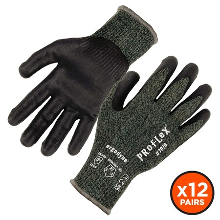 Ergodyne ANSI A7 Nitrile Coated CR Gloves 12-Pair, Green, Size L 7070-12PR